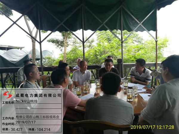 四川电力检修公司白总一行到500kV山桃线迁改工程施工现场检查指导工作